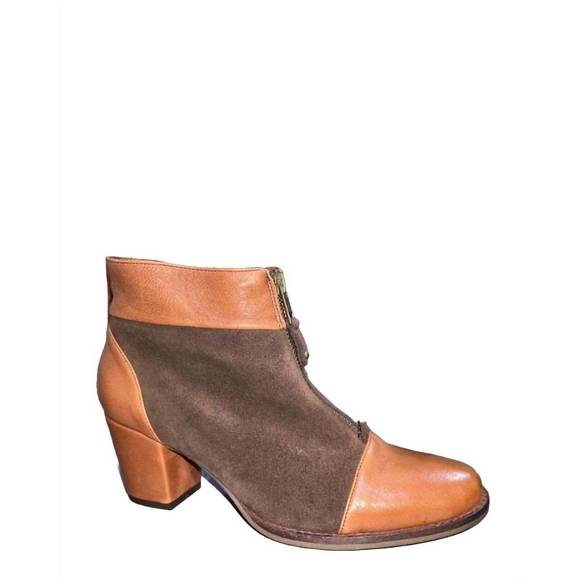 NEW ERIC MICHAEL women\'s palma ankle boots in brown combo